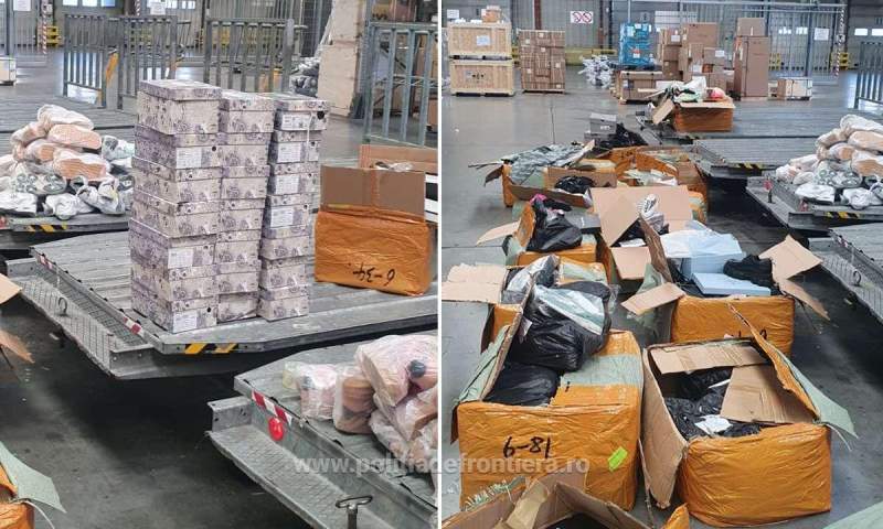 Aproape trei tone de produse contrafăcute din China, confiscate pe Aeroportul Otopeni