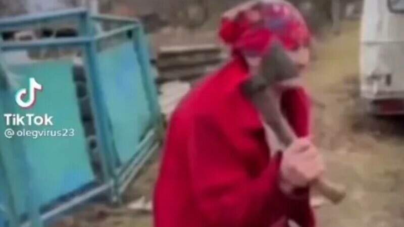 O bunicuță din Ucraina îi amenință pe invadatorii ruși cu un topor: „Vă omor pe toți” (VIDEO)