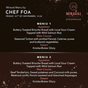 Chef Foa vine la restaurantul Miraval din Palas și pregătește o seară cu experiențe culinare de excepție