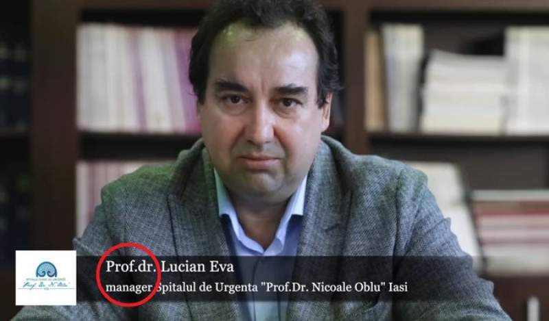 Lucian Eva se prezintă „prof.dr.” pe un film de prezentare postat pe site-ul spitalului, deși el este șef de lucrări la Universitatea Apollonia, aflată în lichidare