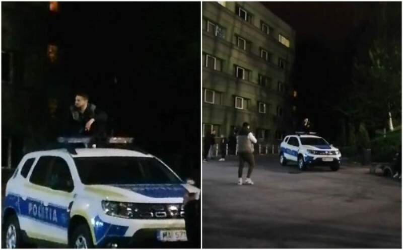 Bărbatul  filmat în timp ce era urcat pe o autospecială a Poliţiei brașovene a fost reţinut (VIDEO)