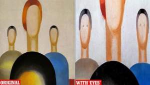 Pictură rusească vandalizată de un paznic „plictisit”, care le-a desenat ochi figurilor din lucrare