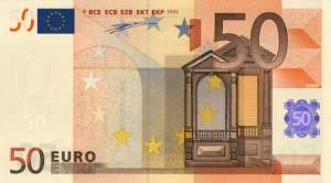 Bancnotă falsă de 50 de Euro, descoperită la o bancă din Pașcani