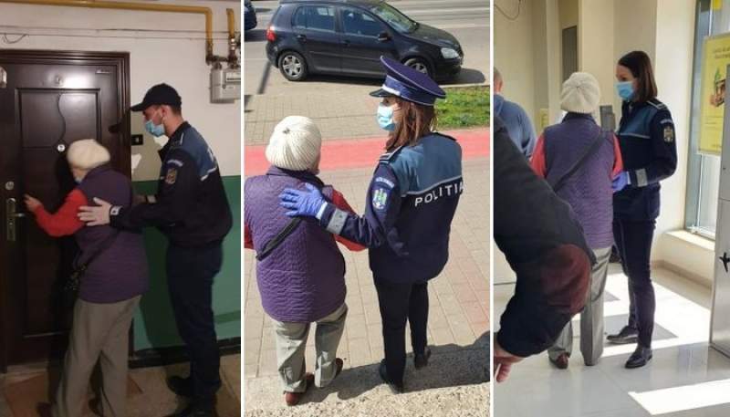 Doi polițiști din Iași au ajutat o bătrânică să-și încaseze pensia de la bancă