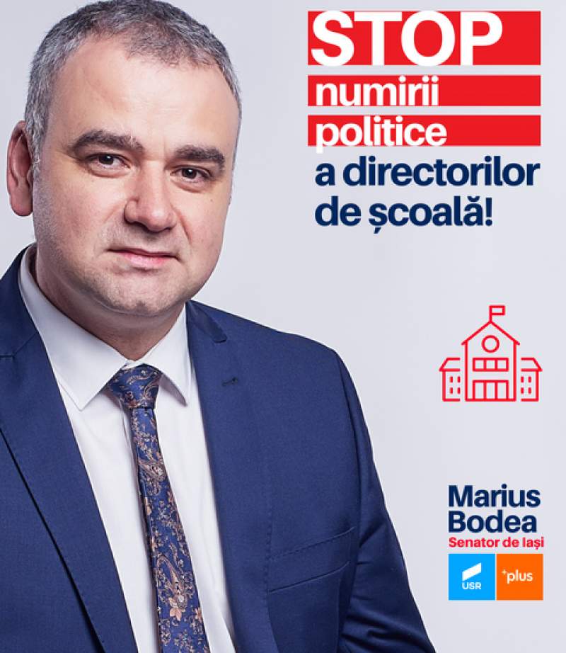 Marius Bodea (Senator USR PLUS): STOP numirii politice a directorilor de școală!