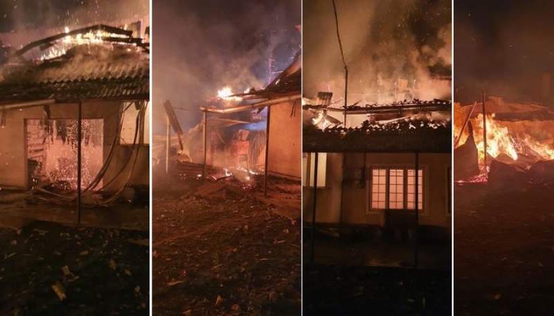 Incendiu devastator, marți seara, în localitatea ieșeană Dobrovăț: bătrână găsită carbonizată, trei case mistuite de flăcări