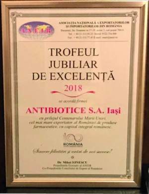 Compania Antibiotice premiată la Gala ANEIR